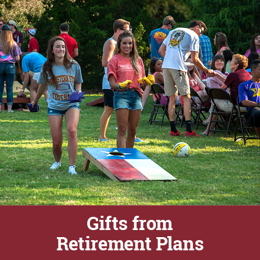 Photo of students playing activities. Links to Gifts of Retirement Plans